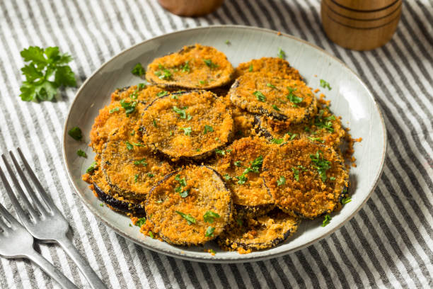 Homemade Breaded Baked Eggplant With Parmesan And Garlic