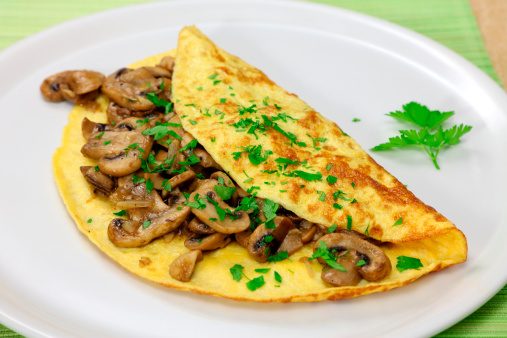 Mushroom Omelet On A Plate